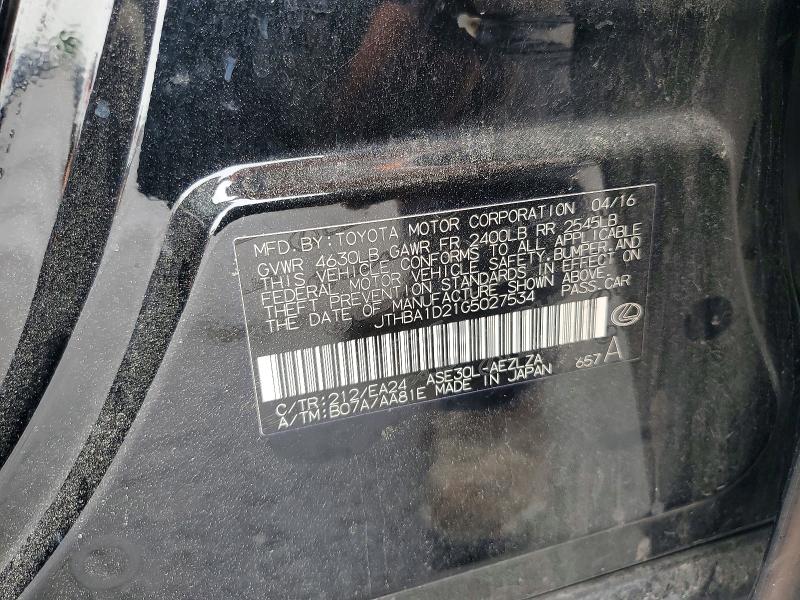 49788816 :رقم المزاد ، JTHBA1D21G5027534 vin ، 2016 Lexus Is مزاد بيع
