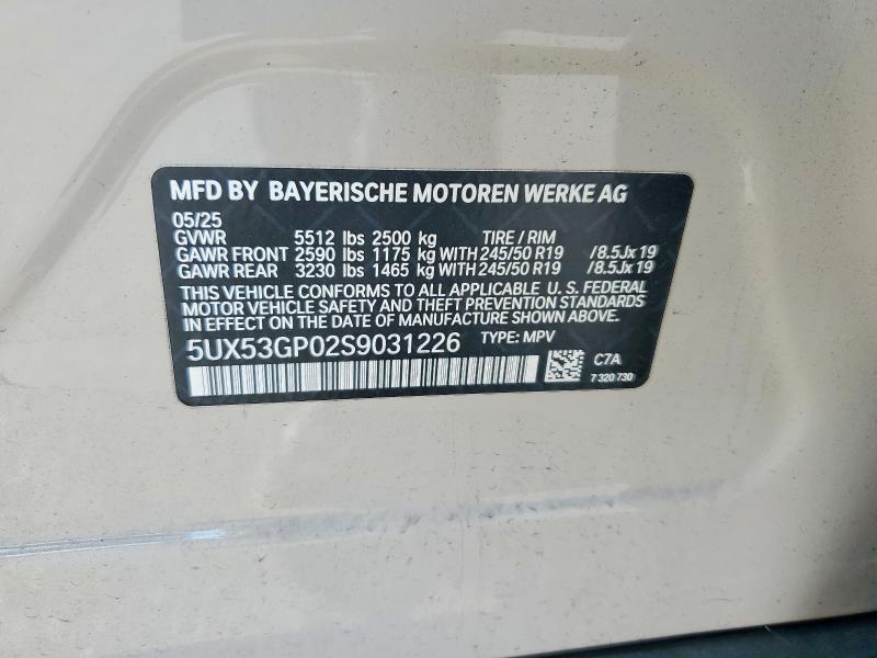 Aukcja sprzedaży 2025 Bmw X3, vin: 5UX53GP02S9031226, numer aukcji: 51680386