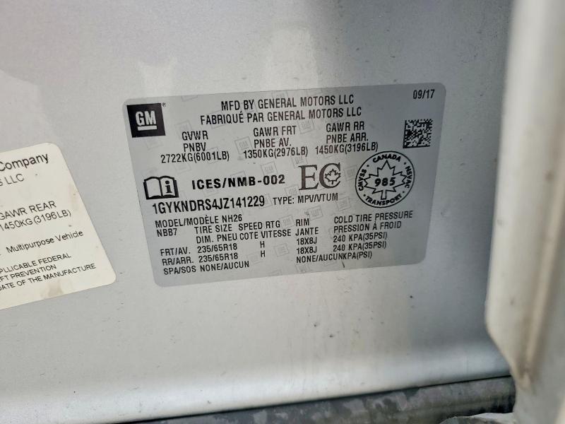 2018 Cadillac Xt5 მანქანა იყიდება აუქციონზე, vin: 1GYKNDRS4JZ141229, აუქციონის ნომერი: 49626716