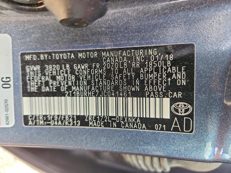 Aukcja sprzedaży 2018 Toyota Corolla, vin: 2T1BURHE7JC041461, numer aukcji: 48582596