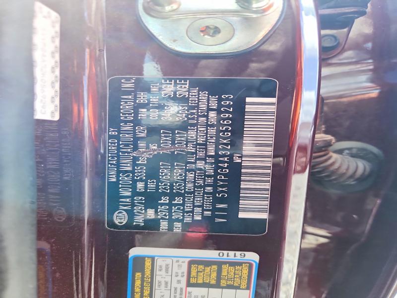Aukcja sprzedaży 2019 Kia Sorento, vin: 5XYPG4A32KG569293, numer aukcji: 48659736