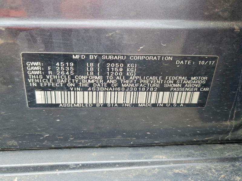 2018 Subaru Legacy მანქანა იყიდება აუქციონზე, vin: 4S3BNAH60J3018782, აუქციონის ნომერი: 46778026