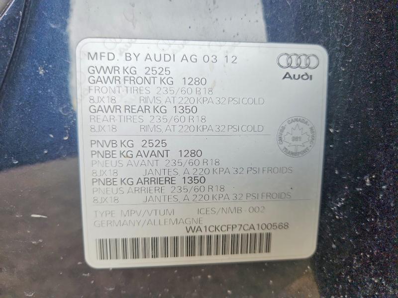 Aukcja sprzedaży 2012 Audi Q5, vin: WA1CKCFP7CA100568, numer aukcji: 51638876