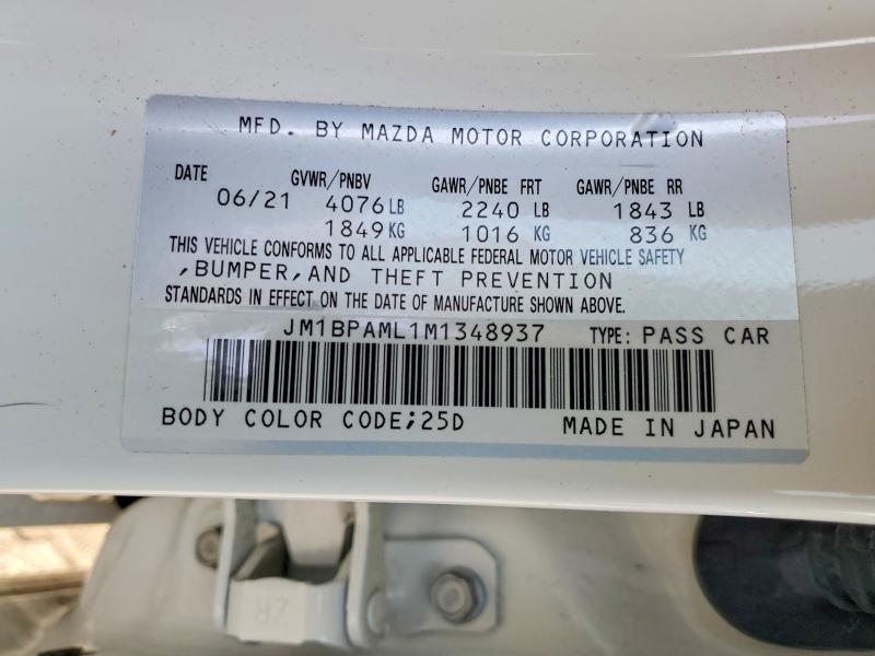 Продажа на аукционе авто 2021 Mazda 3, vin: JM1BPAML1M1348937, номер лота: 48454396