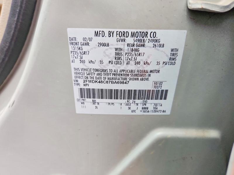 Продажа на аукционе авто 2007 Ford Edge, vin: 2FMDK48C87BA69847, номер лота: 49667516