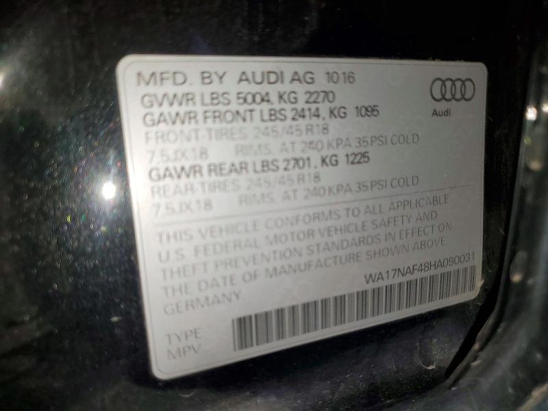 Aukcja sprzedaży 2017 Audi A4 Allroad, vin: WA17NAF48HA090031, numer aukcji: 47903716