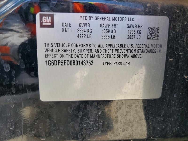 49072186 :رقم المزاد ، 1G6DP5ED0B0143753 vin ، 2011 Cadillac Cts مزاد بيع