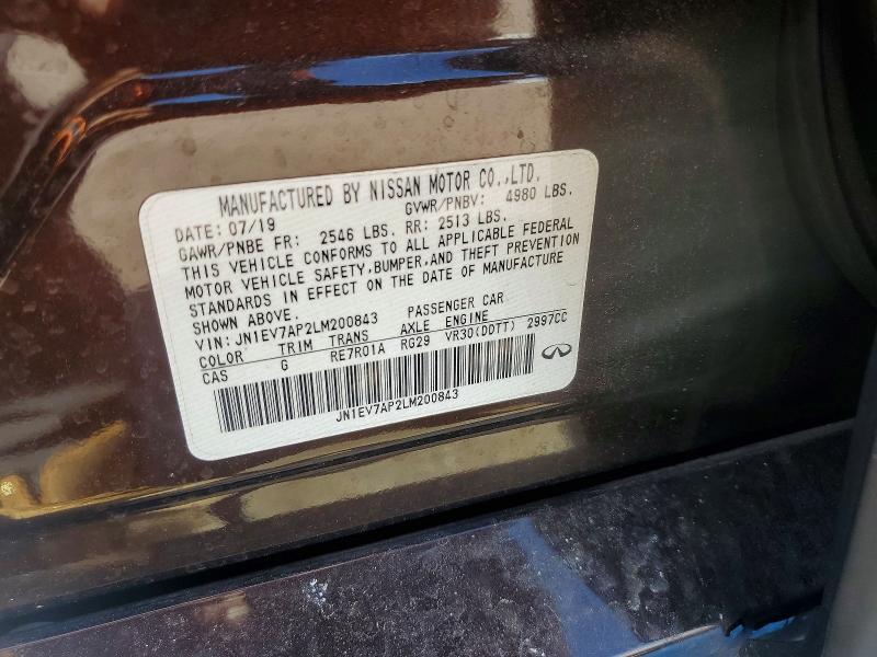 2020 Infiniti Q50 მანქანა იყიდება აუქციონზე, vin: JN1EV7AP2LM200843, აუქციონის ნომერი: 50239546