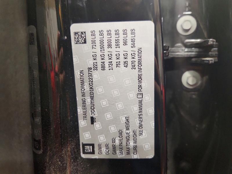 2019 Chevrolet Silverado მანქანა იყიდება აუქციონზე, vin: 3GCUYHED1KG223778, აუქციონის ნომერი: 48525336