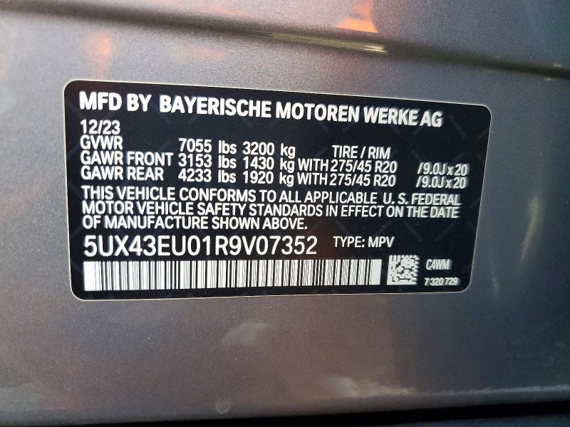 Aukcja sprzedaży 2024 Bmw X5, vin: 5UX43EU01R9V07352, numer aukcji: 48910526