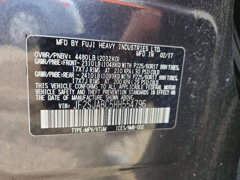 Aukcja sprzedaży 2017 Subaru Forester, vin: JF2SJABC5HH554796, numer aukcji: 51278316