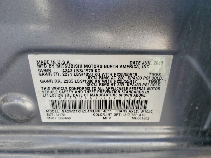 Продаж на аукціоні авто 2015 Mitsubishi Outlander Sport, vin: 4A4AR4AU6FE039229, номер лоту: 50046226