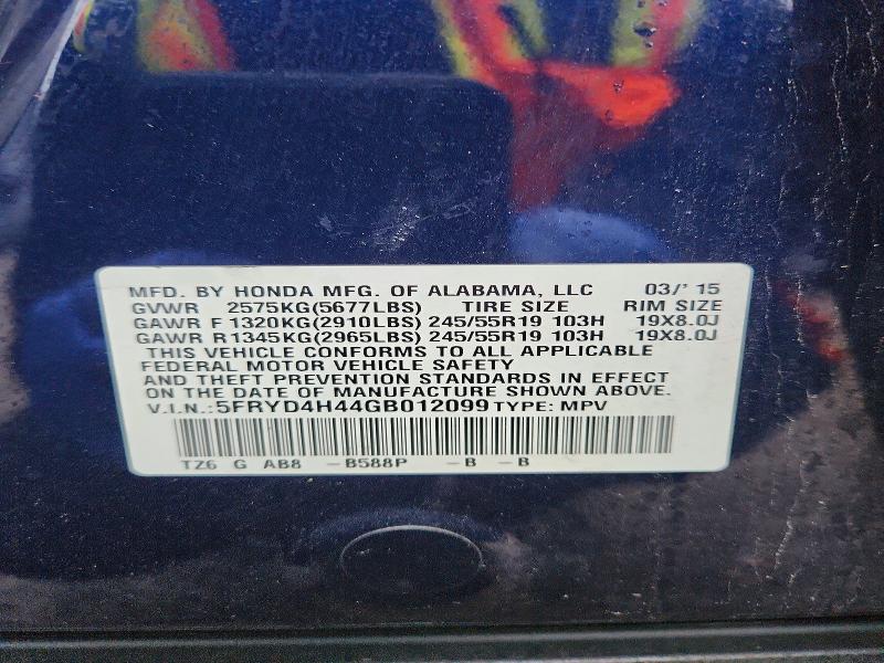 Aukcja sprzedaży 2016 Acura Mdx, vin: 5FRYD4H44GB012099, numer aukcji: 50970766
