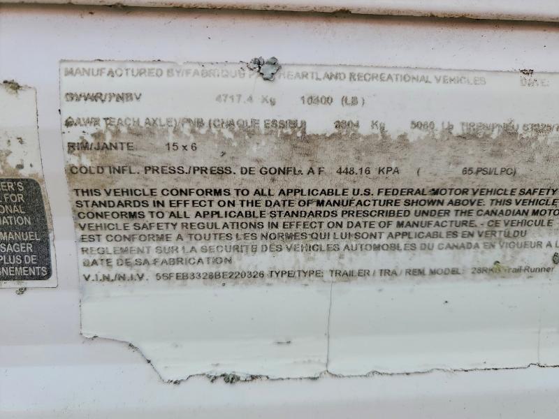 Продажа на аукционе авто 2011 Heartland Trailrunne, vin: 5SFEB3328BE220326, номер лота: 49891236