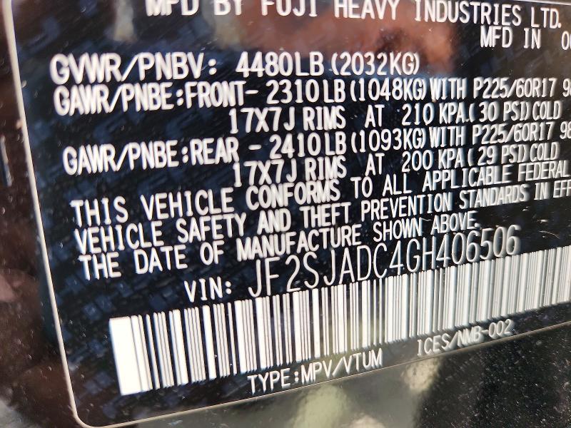 2016 Subaru Forester მანქანა იყიდება აუქციონზე, vin: JF2SJADC4GH406506, აუქციონის ნომერი: 49436786