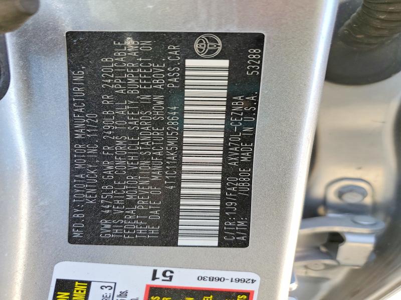Aukcja sprzedaży 2021 Toyota Camry, vin: 4T1C11AK5MU528644, numer aukcji: 50262716