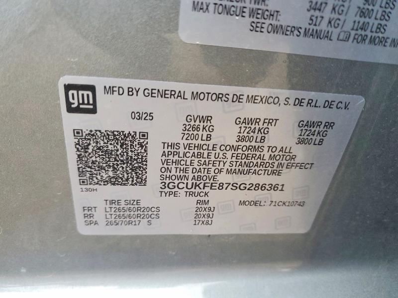 Aukcja sprzedaży 2025 Chevrolet Silverado, vin: 3GCUKFE87SG286361, numer aukcji: 51424226