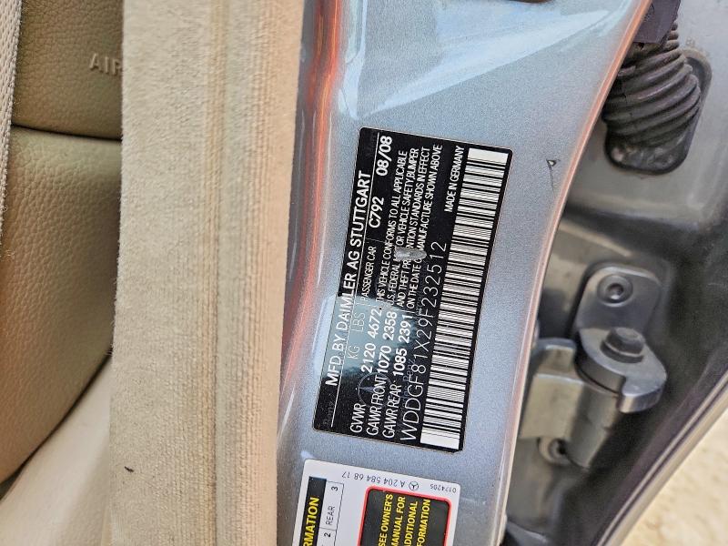 2009 Mercedes-benz C მანქანა იყიდება აუქციონზე, vin: WDDGF81X29F232512, აუქციონის ნომერი: 50365916