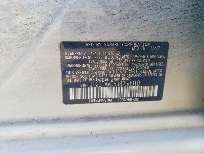 50558166 :رقم المزاد ، JF2GTAMC5J8258910 vin ، 2018 Subaru Crosstrek مزاد بيع