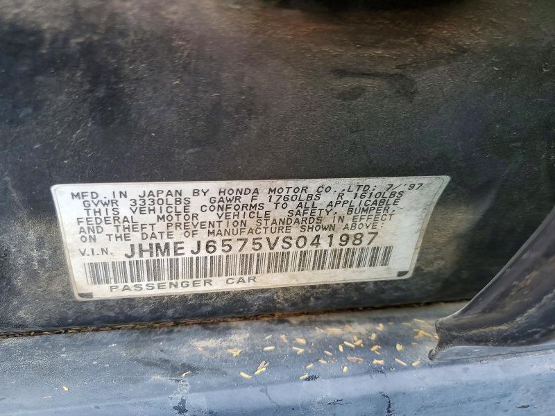 Aukcja sprzedaży 1997 Honda Civic, vin: JHMEJ6575VS041987, numer aukcji: 51131036