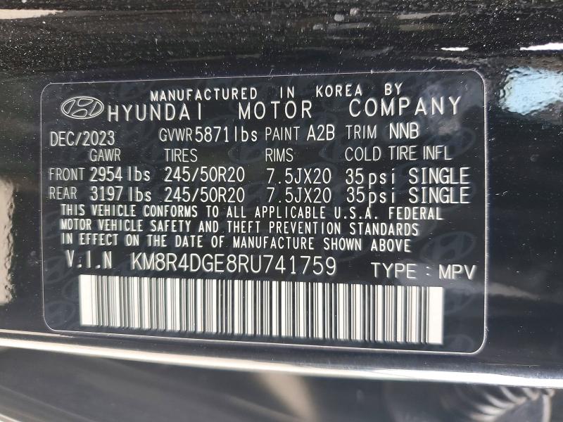 Продажа на аукционе авто 2024 Hyundai Palisade, vin: KM8R4DGE8RU741759, номер лота: 50297596