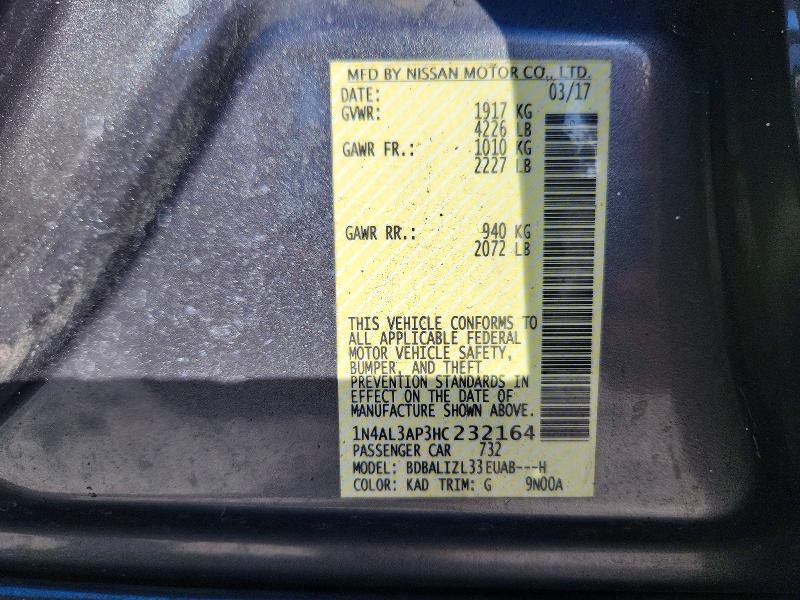 49750236 :رقم المزاد ، 1N4AL3AP3HC232164 vin ، 2017 Nissan Altima مزاد بيع