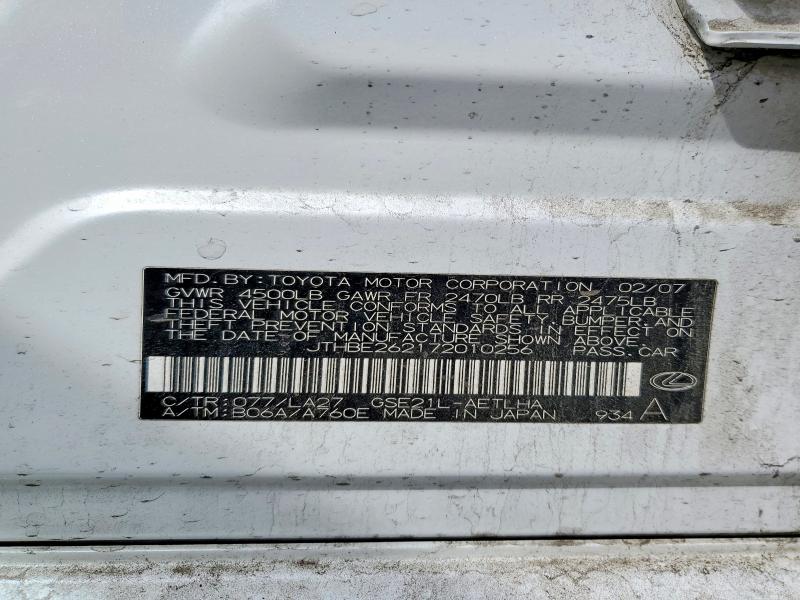 51080526 :رقم المزاد ، JTHBE262172010256 vin ، 2007 Lexus Is مزاد بيع