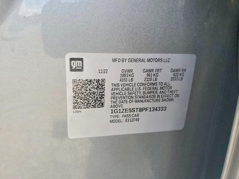Auction sale of the 2023 Chevrolet Malibu, vin: 1G1ZE5ST8PF134333, lot number: 51291886