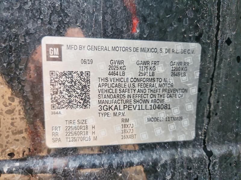 50398876 :رقم المزاد ، 3GKALPEV1LL104081 vin ، 2020 Gmc Terrain مزاد بيع
