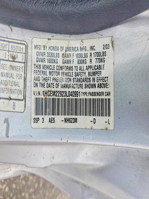 Aukcja sprzedaży 2003 Honda Civic, vin: 1HGEM22923L040991, numer aukcji: 51335716