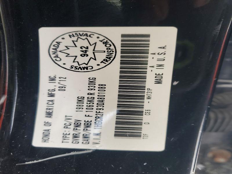 48631466 :رقم المزاد ، 1HGCR2F93DA801088 vin ، 2013 Honda Accord مزاد بيع