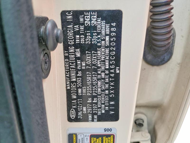 Продаж на аукціоні авто 2012 Kia Sorento, vin: 5XYKT4A65CG205984, номер лоту: 49849286