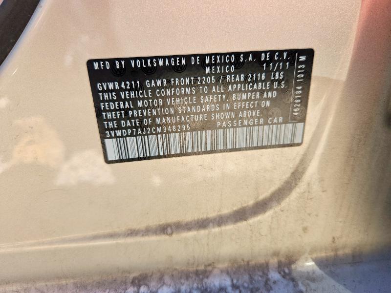 Продаж на аукціоні авто 2012 Volkswagen Jetta, vin: 3VWDP7AJ2CM348295, номер лоту: 49813616