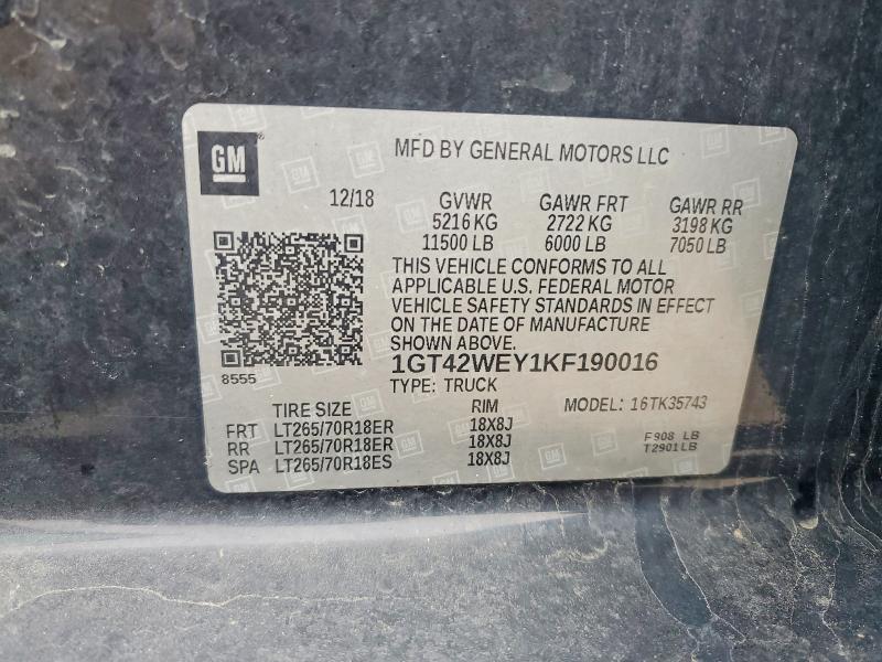 Продажа на аукционе авто 2019 Gmc Sierra, vin: 1GT42WEY1KF190016, номер лота: 47448296