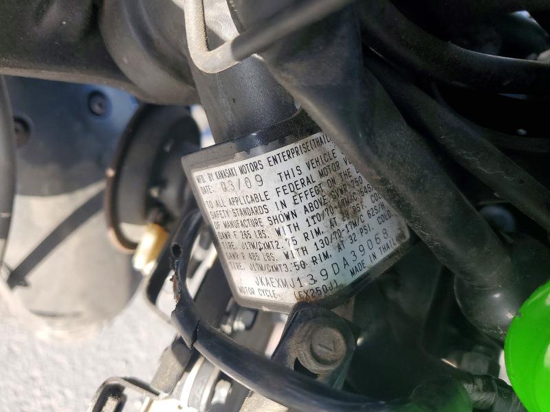 2009 Kawasaki Ex250 მანქანა იყიდება აუქციონზე, vin: JKAEXMJ139DA39068, აუქციონის ნომერი: 49976286