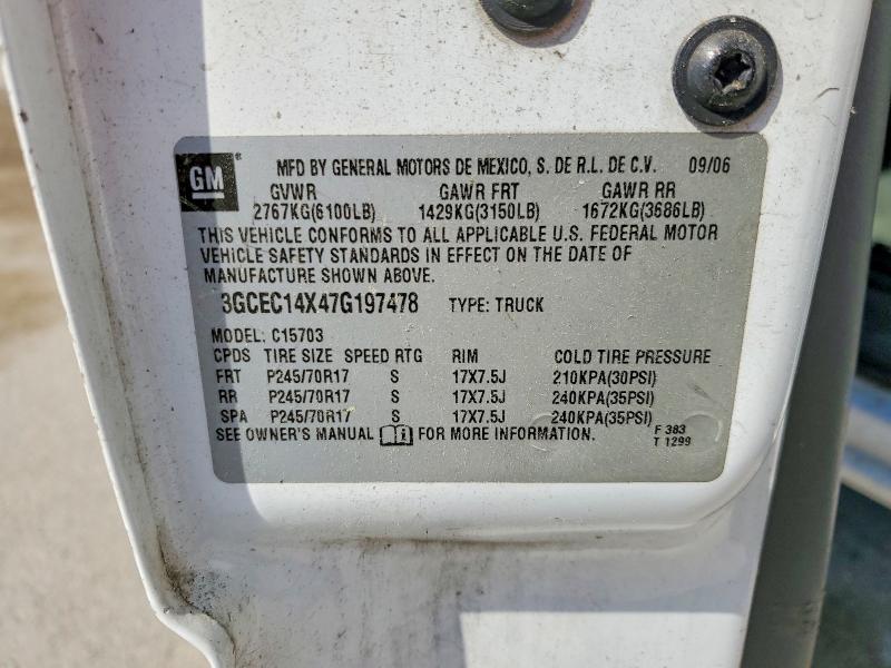 Продажа на аукционе авто 2007 Chevrolet Silverado, vin: 3GCEC14X47G197478, номер лота: 50391556