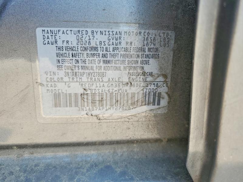 Продаж на аукціоні авто 2017 Nissan Sentra, vin: 3N1AB7AP1HY278087, номер лоту: 50759376