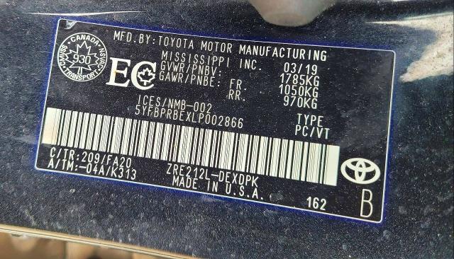 51367466 :رقم المزاد ، 5YFBPRBEXLP002866 vin ، 2020 Toyota Corolla مزاد بيع