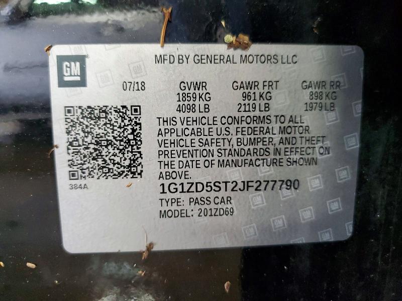 2018 Chevrolet Malibu მანქანა იყიდება აუქციონზე, vin: 1G1ZD5ST2JF277790, აუქციონის ნომერი: 50668776