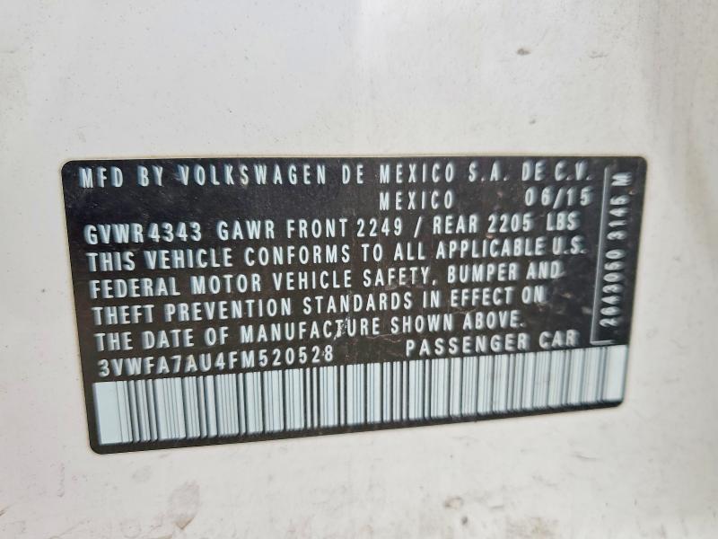 47925726 :رقم المزاد ، 3VWFA7AU4FM520528 vin ، 2015 Volkswagen Golf Sportwagen مزاد بيع
