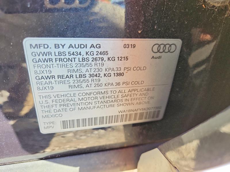 Aukcja sprzedaży 2019 Audi Q5, vin: WA1BNAFY5K2077350, numer aukcji: 47627366