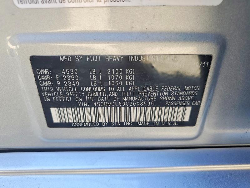 Продаж на аукціоні авто 2012 Subaru Legacy, vin: 4S3BMDL60C2008595, номер лоту: 48998196