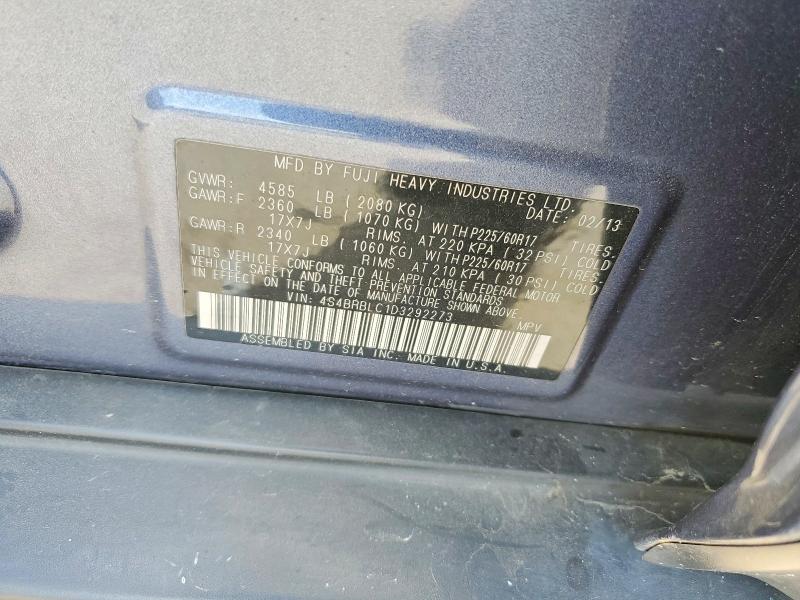 2013 Subaru Outback მანქანა იყიდება აუქციონზე, vin: 4S4BRBLC1D3292273, აუქციონის ნომერი: 50955326