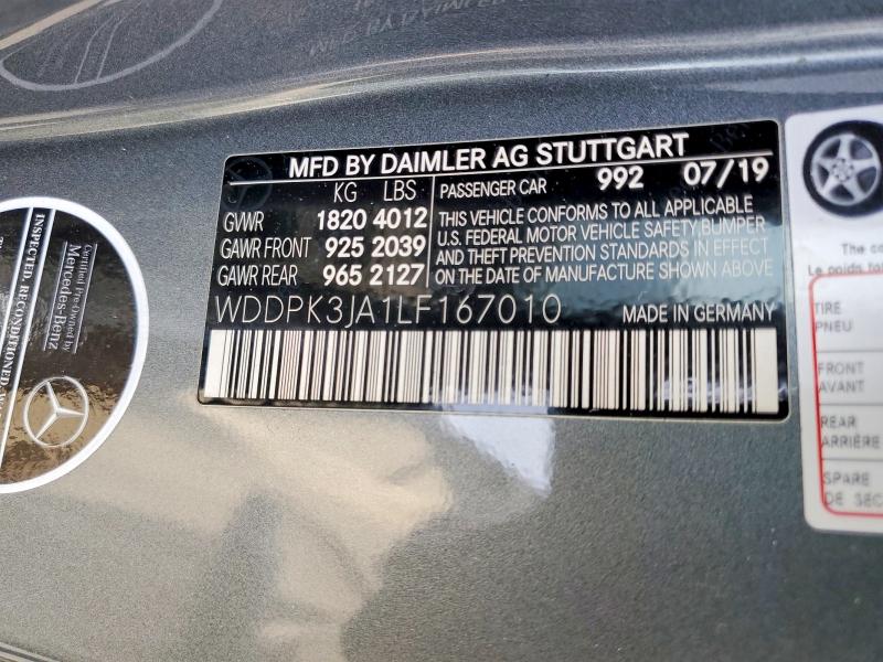 2020 Mercedes-benz Slc მანქანა იყიდება აუქციონზე, vin: WDDPK3JA1LF167010, აუქციონის ნომერი: 50335776