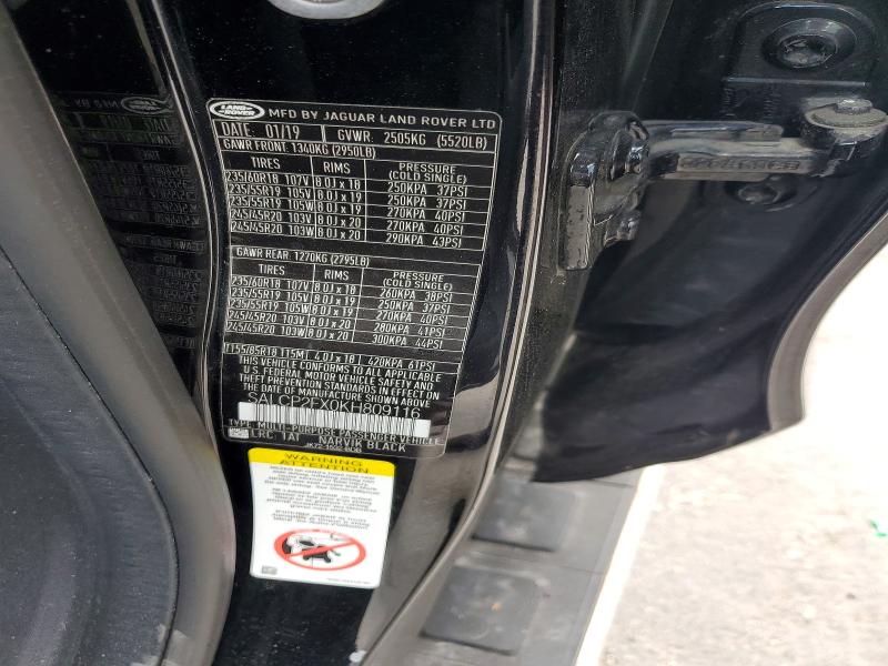 51211246 :رقم المزاد ، SALCP2FX0KH809116 vin ، 2019 Land Rover Discovery Sport مزاد بيع