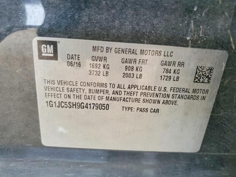 Auction sale of the 2016 Chevrolet Sonic, vin: 1G1JC5SH9G4179050, lot number: 51870206