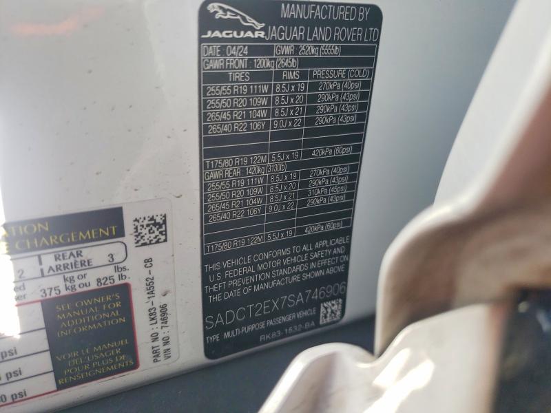 Aukcja sprzedaży 2025 Jaguar F-pace, vin: SADCT2EX7SA746906, numer aukcji: 50995336