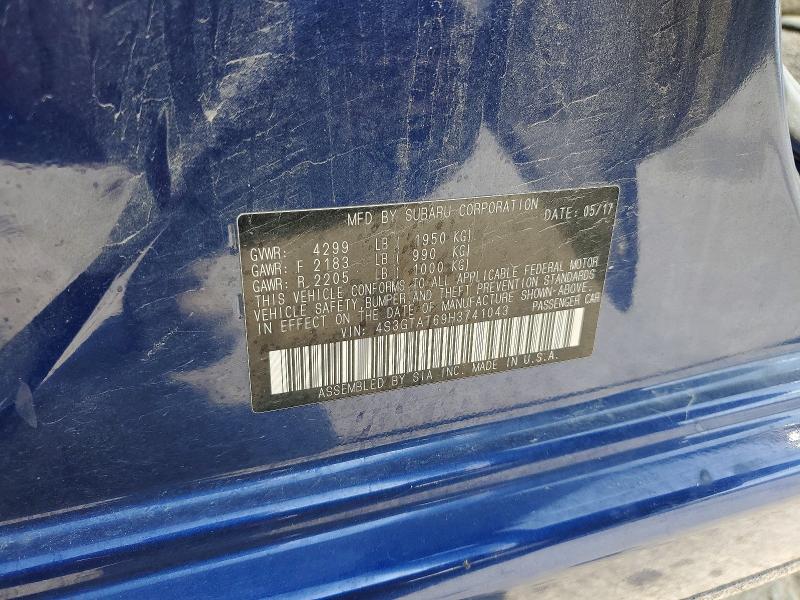2017 Subaru Impreza მანქანა იყიდება აუქციონზე, vin: 4S3GTAT69H3741043, აუქციონის ნომერი: 49709456
