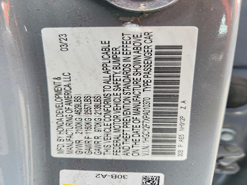 Продаж на аукціоні авто 2023 Honda Accord, vin: 1HGCY2F7XPA010370, номер лоту: 50424456