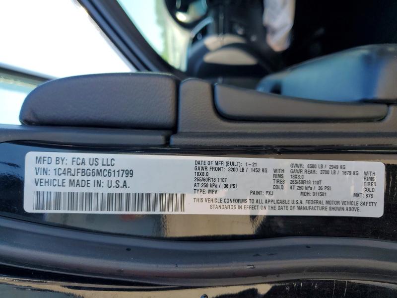 Продаж на аукціоні авто 2021 Jeep Grand Cherokee, vin: 1C4RJFBG6MC611799, номер лоту: 49313416